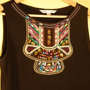 Black Shift Dress with Embellished Beads